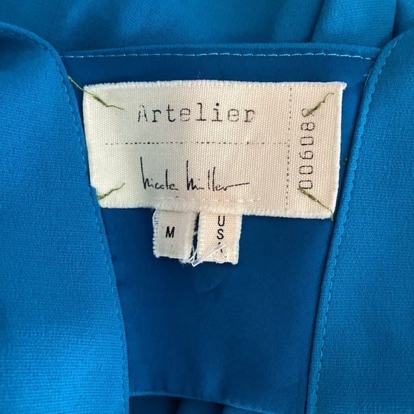 Artelier Nicole Miller Blue Open Back Long Sleeve Blouse Size M - Picture 6 of 7